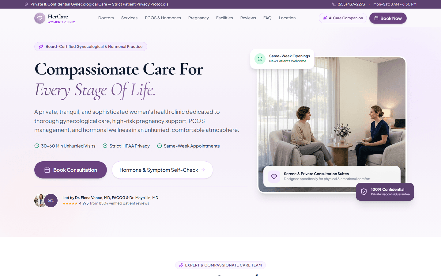 HerCare Women's Clinic Screenshot Preview